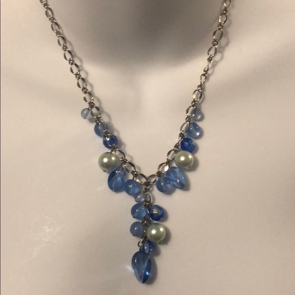 NWT Blue Gemstone Y Necklace and Earring Set - Picture 2 of 6